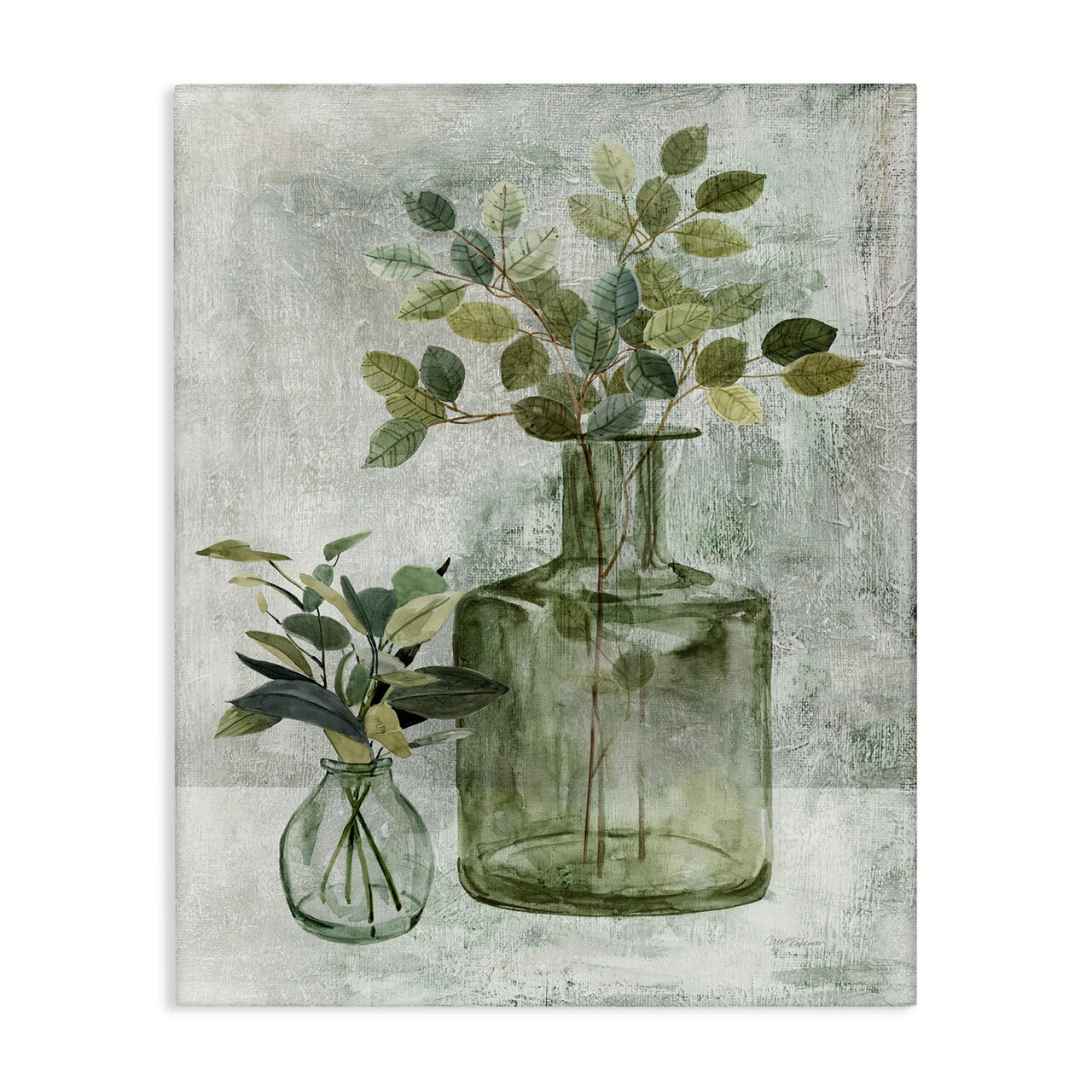 Stupell Industries Herbal Plants with Green Leaves Canvas Wall Art
